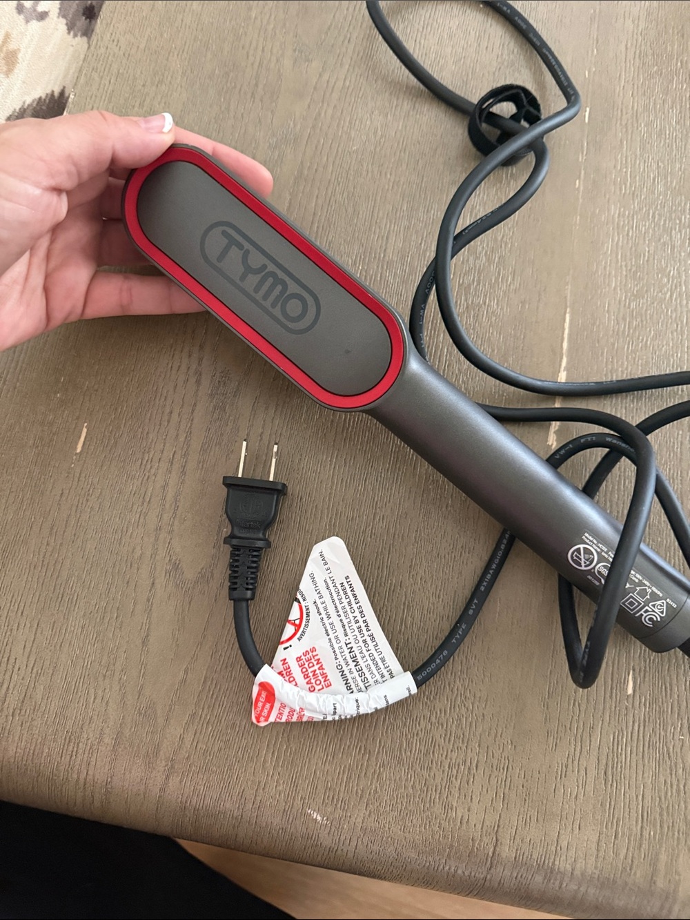 Tymo Red & Gray Electric Hair Straightening Brush